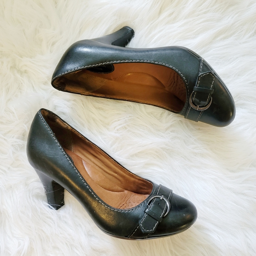 Clarks Artisan Tige de Cuir Black Heeled Womens - Picture 1 of 5